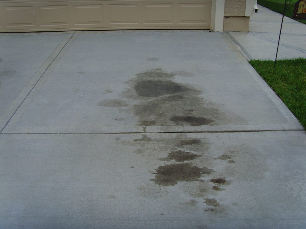 Oil stain on driveway